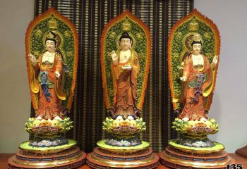 三圣雕塑-玻璃钢彩绘西方神佛三圣雕塑