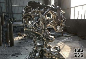 太湖石雕塑-不锈钢镜面抽象个性太湖石雕塑