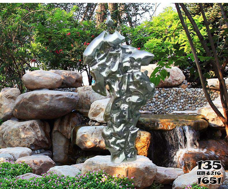 太湖石雕塑-公园广场不锈钢镜面抽象太湖石雕塑