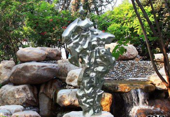 太湖石雕塑-公园广场不锈钢镜面抽象太湖石雕塑