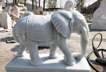 大象雕塑-别墅庭院门口摆放大理石雕刻大象雕塑
