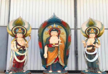 三圣雕塑-寺庙供奉玻璃钢彩绘神佛三圣雕塑