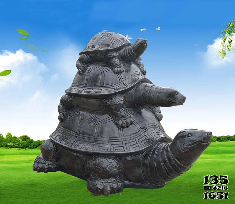 乌龟雕塑-景区创意不锈钢仿铜三只乌龟雕塑高清图片