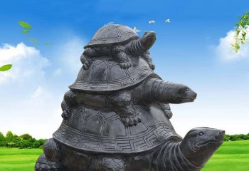 乌龟雕塑-景区创意不锈钢仿铜三只乌龟雕塑