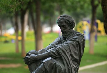 阿基米德雕塑-公园世界名人阿基米德铸坐姿玻璃钢仿铜雕像雕塑