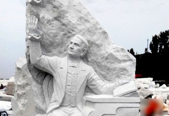 爱迪生雕塑-大理石石刻浮雕学校校园著名发明家爱迪生雕塑
