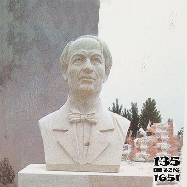 爱迪生雕塑-汉白玉美国著名发明家电学家学校校园名人爱迪生雕塑高清图片