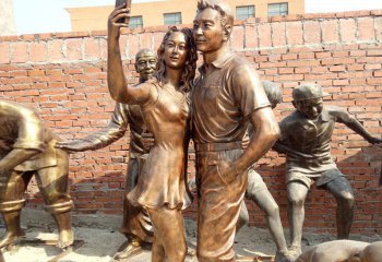 爱情雕塑-不锈钢铸铜街道广场男女拍照的爱情雕塑
