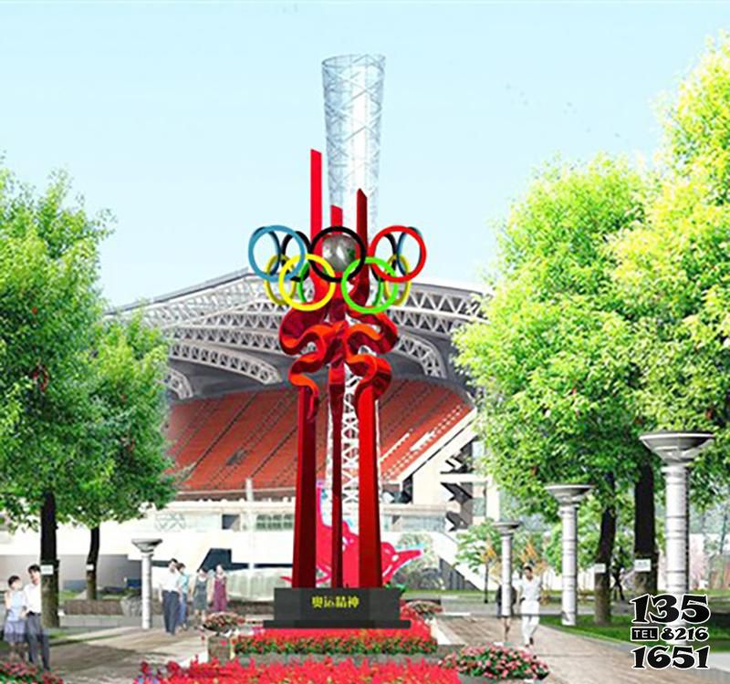 奥运雕塑-校园创意不锈钢奥运雕塑高清图片