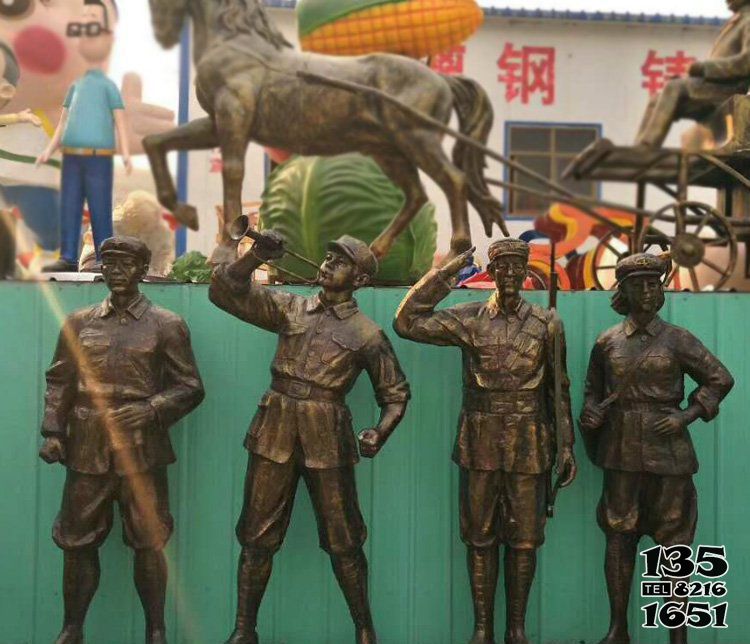 八路军雕塑-广场八路军纪念人物铜雕高清图片