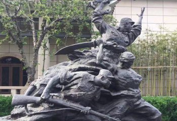 八路军雕塑-景区玻璃钢浴血奋战的八路军雕塑