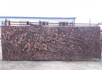 八路军雕塑-景区创意铜浮雕打仗的八路军雕塑