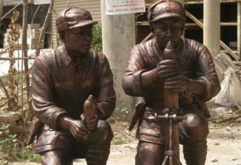 “浴血奋战”八路军铜雕，藉以缅怀民族英雄！