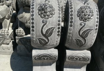 抱鼓石雕塑-寺院仿古做旧浮雕抱鼓石雕塑