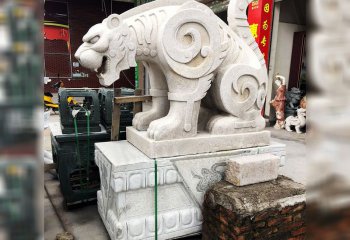 豹子雕塑-寺庙汉白玉创意仿古豹子雕塑