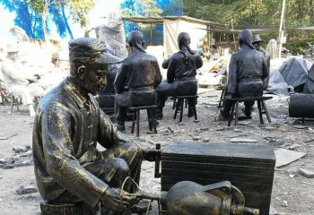 爆米花雕塑-商场步行街做卖爆米花人物锻造铜雕塑