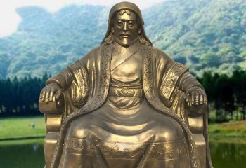 成吉思汗雕塑-古代名人铜雕坐着的成吉思汗雕塑