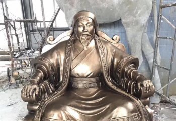 成吉思汗雕塑-历史人物铜雕坐着的成吉思汗雕塑