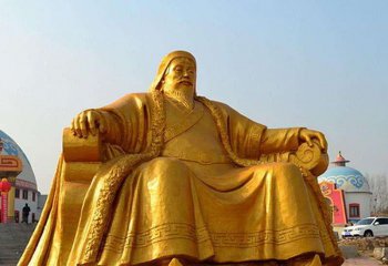 成吉思汗雕塑-漆金中国古代著名军事家世界名人铜雕成吉思汗雕塑