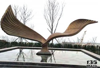 翅膀雕塑-草坪广场创意个性喷金烤漆展翅飞翔的翅膀雕塑