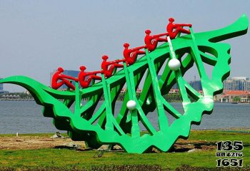 船雕塑-城市公园摆放镂空创意划船不锈钢船雕塑