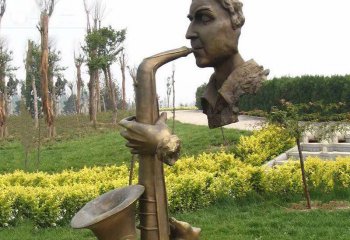 吹奏雕塑-公园抽象吹萨克斯铜雕吹奏雕塑