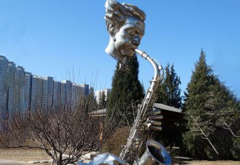 吹奏雕塑-公园不锈钢抽象吹萨克斯头像吹奏雕塑