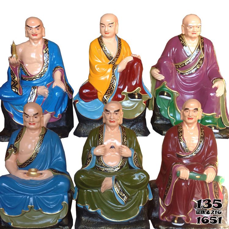 达摩祖师雕塑-寺庙摆放玻璃钢彩绘佛教禅宗二祖达摩雕塑高清图片