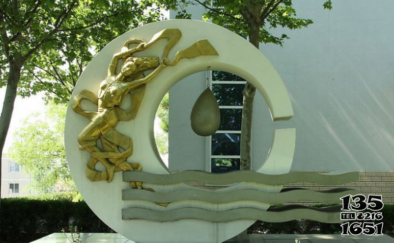 嫦娥雕塑-学校草坪浮雕不锈钢嫦娥奔月景观雕塑