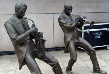 吹奏雕塑-吹奏萨克斯广场人物景观铜雕吹奏雕塑