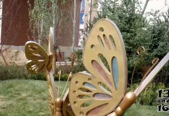 蝴蝶雕塑-不锈钢喷漆小区蝴蝶雕塑