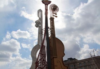 琴雕塑-公园广场大型不锈钢景观小提琴雕塑