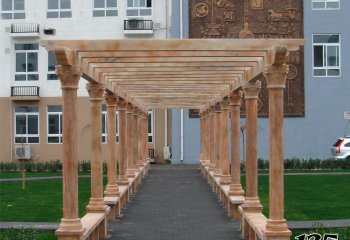长廊雕塑-晚霞红长廊欧式石柱公园休闲座椅石雕