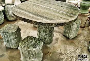 桌椅雕塑-花园广场原雕石桌椅子装饰摆件