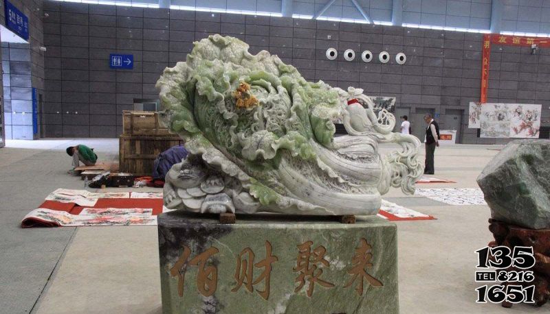 白菜雕塑-雕塑企业招财白菜石雕高清图片
