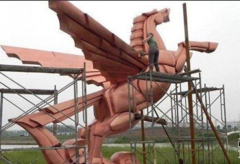 飞马雕塑-公园里摆放的褐色的玻璃钢创意飞马雕塑