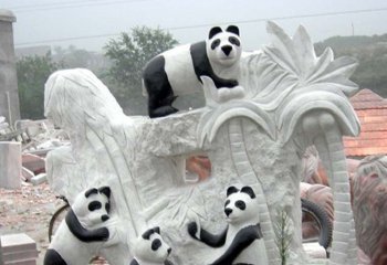 熊猫雕塑-动物园广场摆放仿真石雕熊猫雕塑