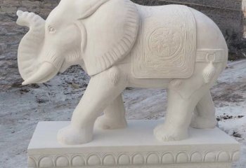大象雕塑-法院门口汉白玉石雕翘起鼻子的大象雕塑
