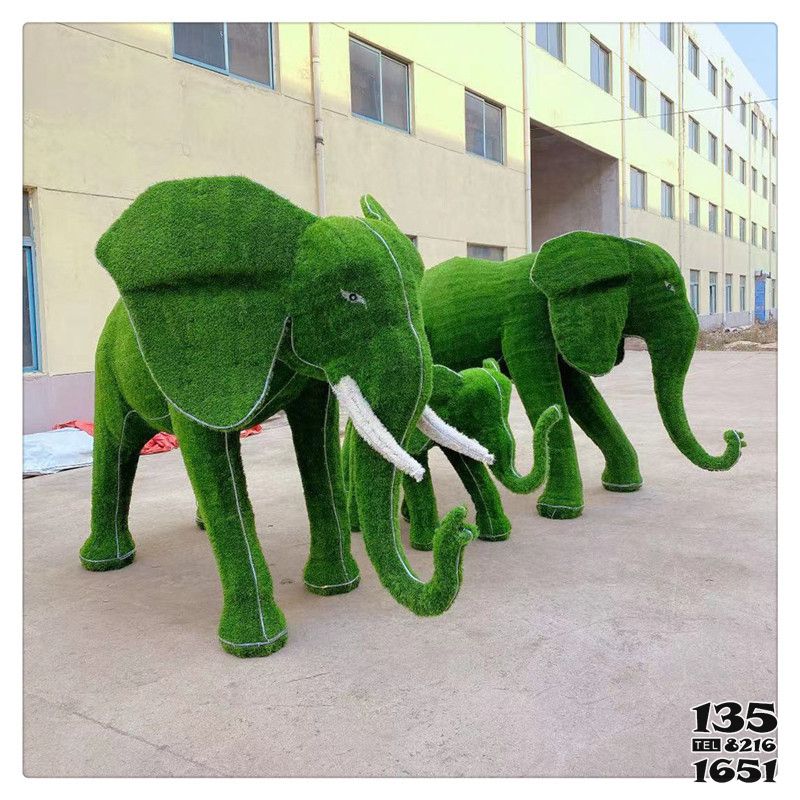 大象雕塑-公园企业创意绿植造型户外园林大型景观大象雕塑高清图片