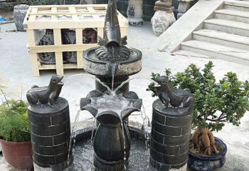 花盆雕塑-庭院创意青石石雕超出进宝喷泉花盆雕塑