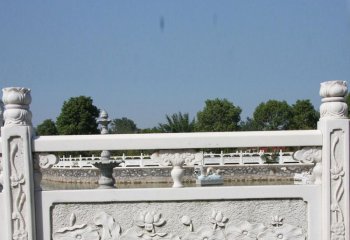 栏杆栏板雕塑-荷花浮雕大理石湖边围栏杆雕塑