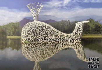 喷泉雕塑-园林摆放的不锈钢镂空喷漆雕塑
