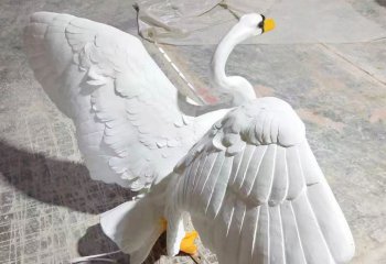 天鹅雕塑-公园玻璃钢切面起飞白天鹅雕塑