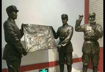 八路军雕塑-入党宣誓的玻璃钢仿铜八路军雕塑