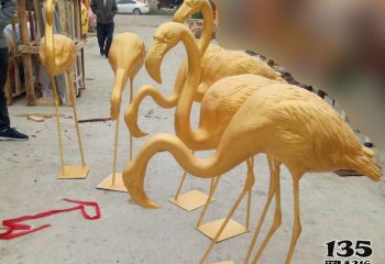 火烈鸟雕塑-景区摆放一群不锈钢火烈鸟雕塑