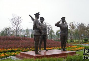 警察雕塑-公园大型仿真人物雕塑景观敬礼的警察雕塑