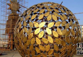 镂空球雕塑-广场创意不锈钢树叶镂空球雕塑