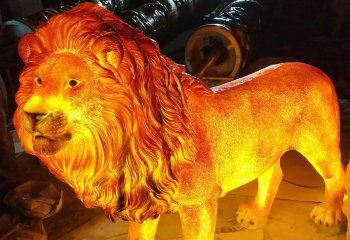 狮子雕塑-大型仿真玻璃钢夜晚照明狮子雕塑