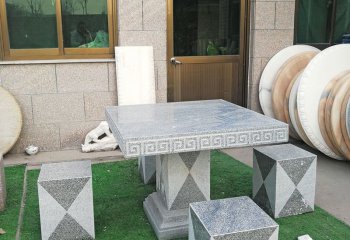 石桌雕塑-大理石庭院创意石桌雕塑