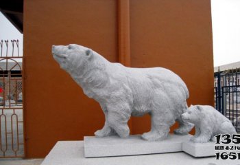北极熊雕塑-广场公园摆放的一大一小玻璃钢创意北极熊雕塑